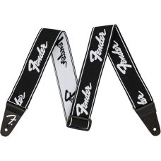 Ремінь гітарний FENDER STRAP 2" WEIGHLESS RUNNING LOGO STRAP WHITE/BLACK